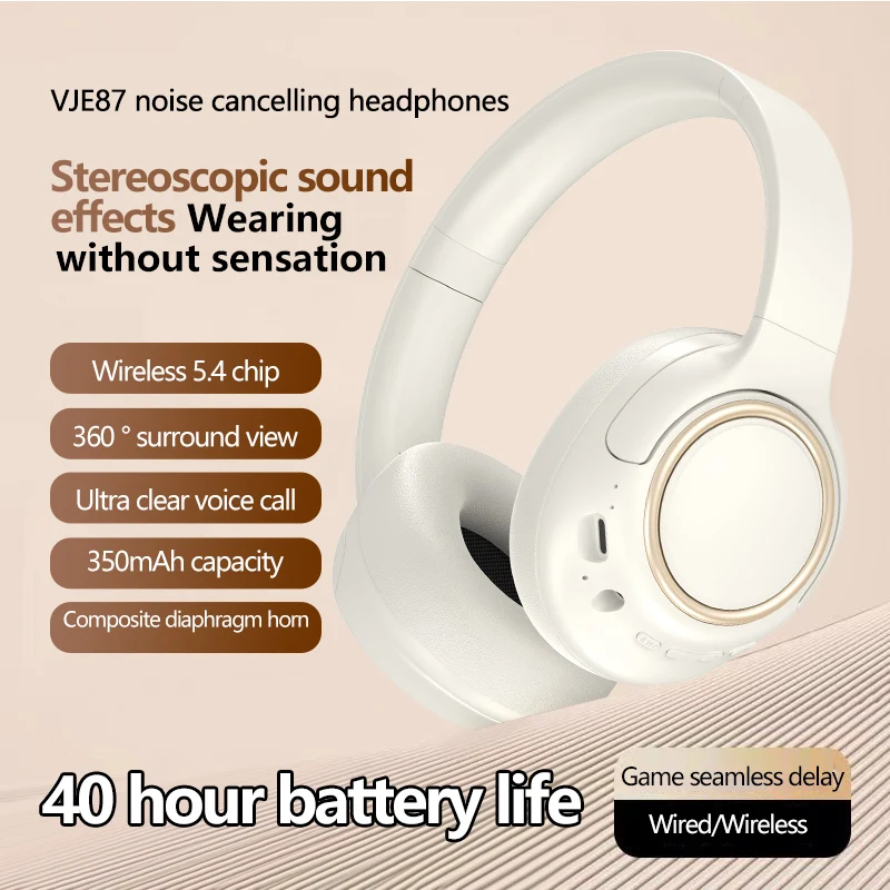 

New model ANC active noise cancellation over-ear Bluetooth headphones for high-definition calls and sports use