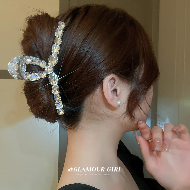 Square Rhinestone Stone Hair Claws Gem Hairgrips Boutique Handmade Korean Sparkling Zircon Crystal Shark Hair Clips Hair Crabs