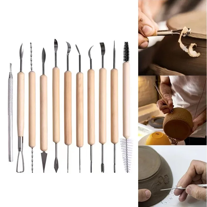 40 Pcs Pottery Clay Sculpting Tools Pottery Carving Tool Kit With Carrying Case Bag For ceramics Supplies Polymer Sculpture Set