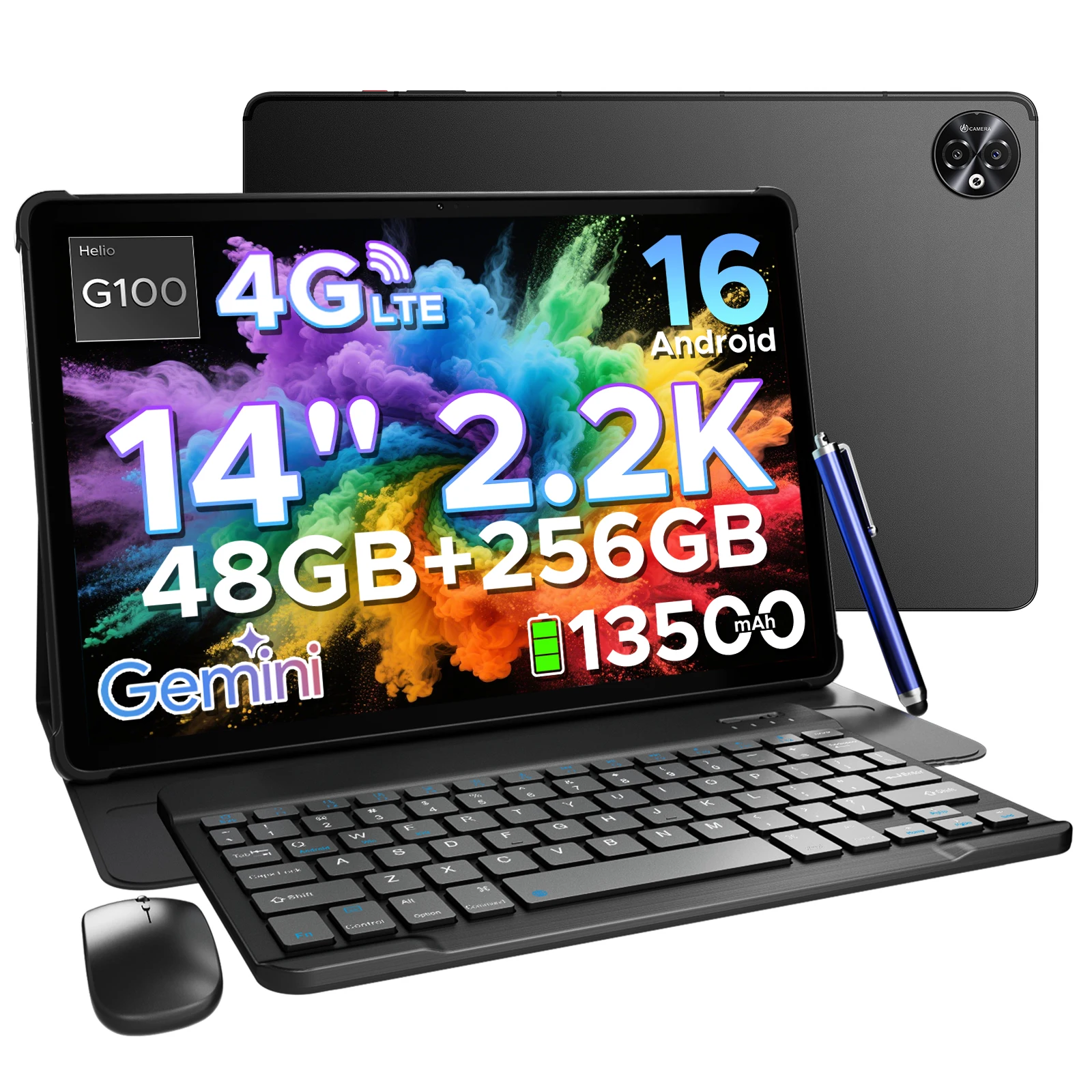 DOOGEE Tab E3 Max 2-in-1 Tablet PC Gemini AI Android 16 14” 2.2K Display 48GB(8+40) RAM 256GB ROM 13500mAh Batterij Smart Pads PC