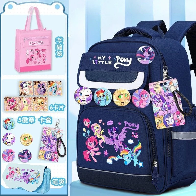 My Little Pony Twilight Sparkle การ์ตูนน่ารักกระเป๋าเป้สะพายหลังน้ําหนักเบากระเป๋านักเรียนป้องกันกระดูกสันหลังสําหรับนักเรียนชั้นประถมศึกษา