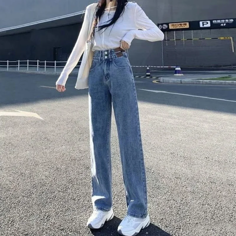 Jeans High Waist Women 2023 Spring Autumn New Fashion Loose Cover Sag Wide Leg Pants Female Large Size Thin Mopping Ninth Pants