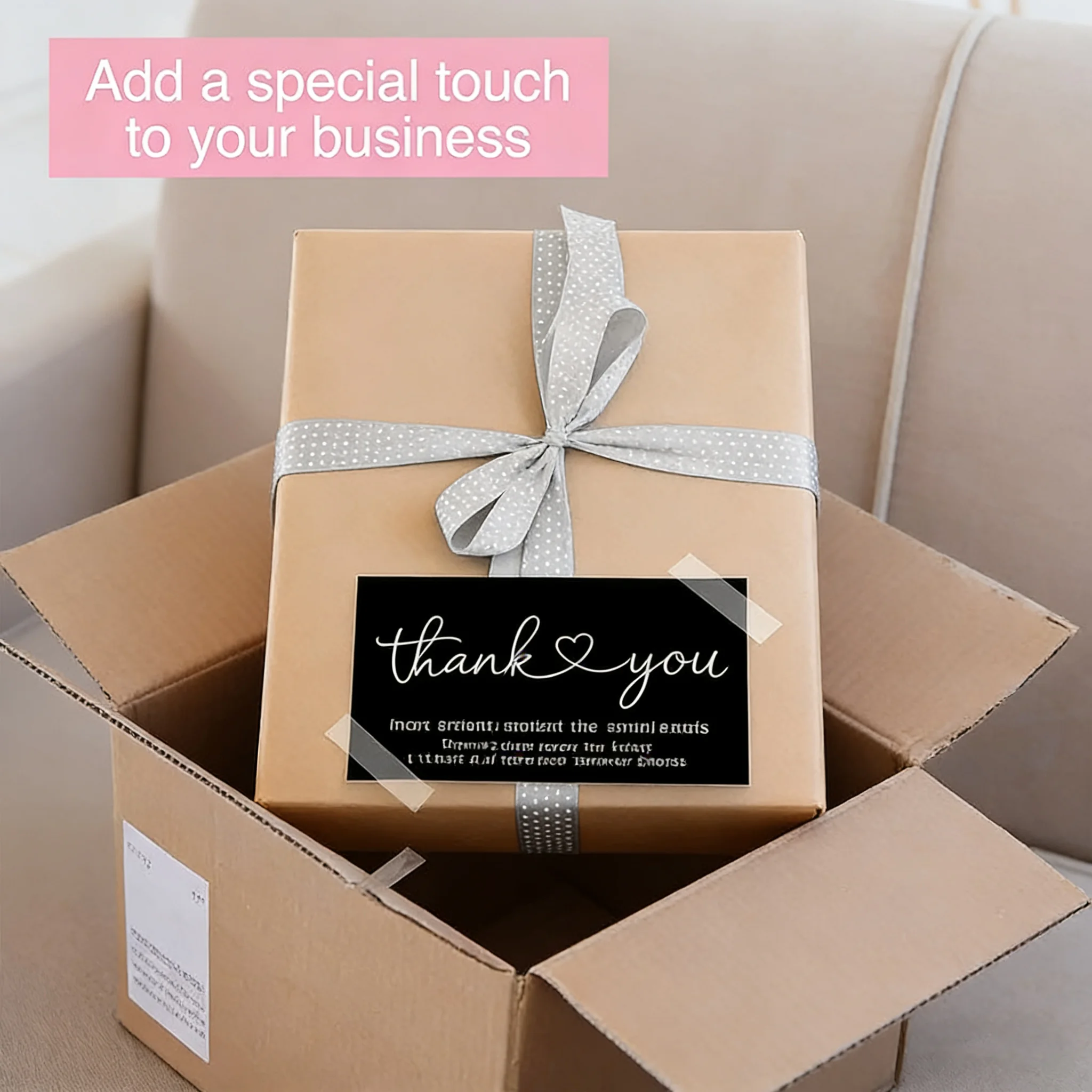 100 قطعة بطاقات شكر لدعم أعمالي 9x5 سم بطاقات تهنئة صغيرة الحجم لمستلزمات تغليف الهدايا #3