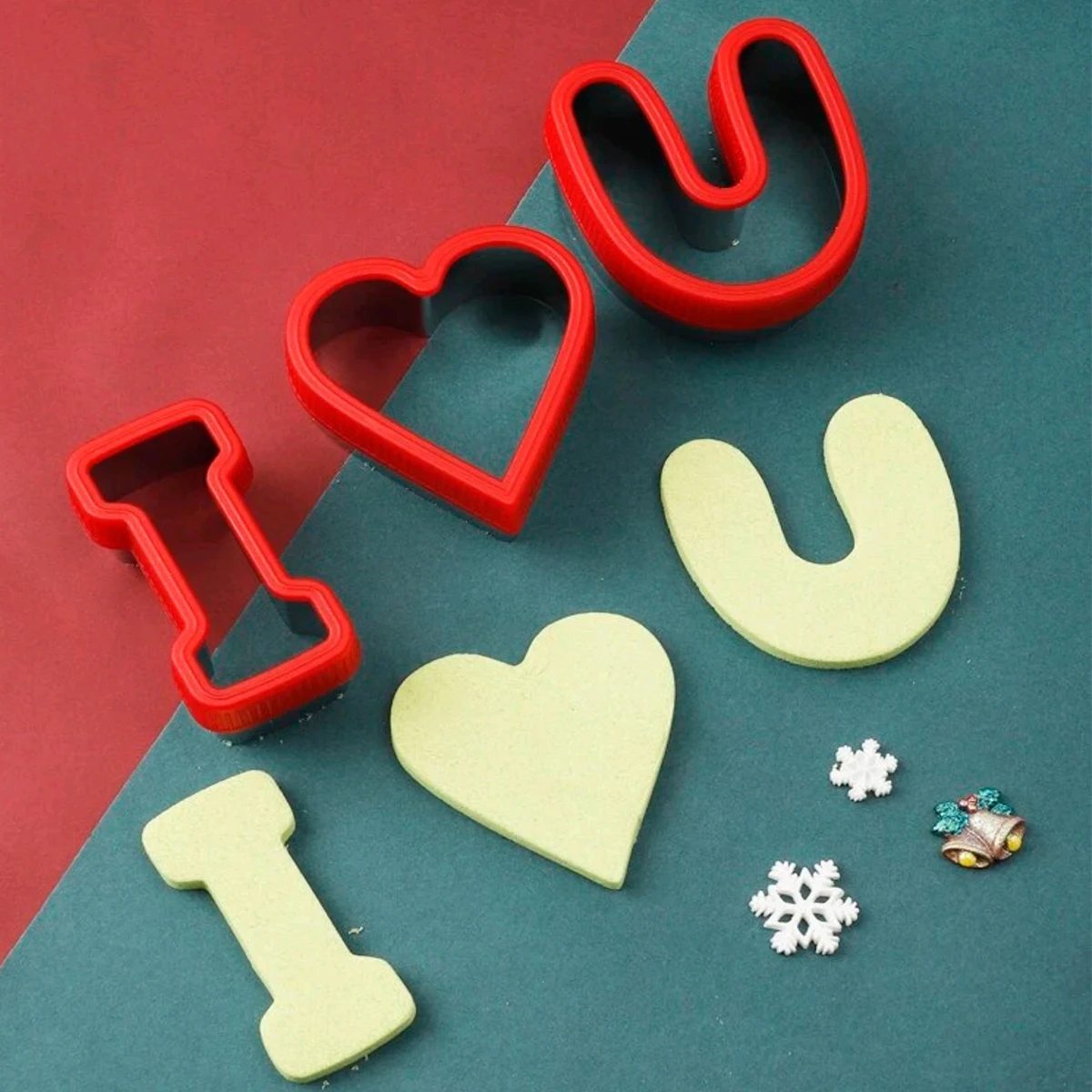 3-Piece Stainless Steel Biscuit Cutting Machine, Baking Mold, Sandwich Mold, Valentine's Day, I Love You, Home Kitchen Tool