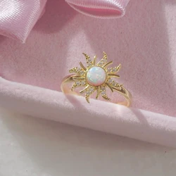 Rapunzel Sun Ring Women Girls Fashion Engagement Party Jewelry Accessories Gold Plated Adjustable Princess Sun Ring Gift For Her