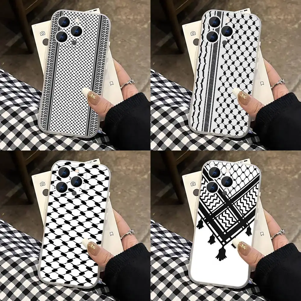 

Hattah Keffiyeh Pattern Phone Case For iPhone 17,16,15,14,13,12,11 Pro,Max,Plus,Mini,Air,E Magnetic Magsafe Frosted Transparent