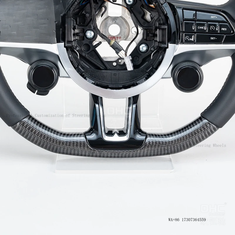 Suitable for 08-20 Grecale GT car modification with high-end black carbon fiber flat leather steering wheel