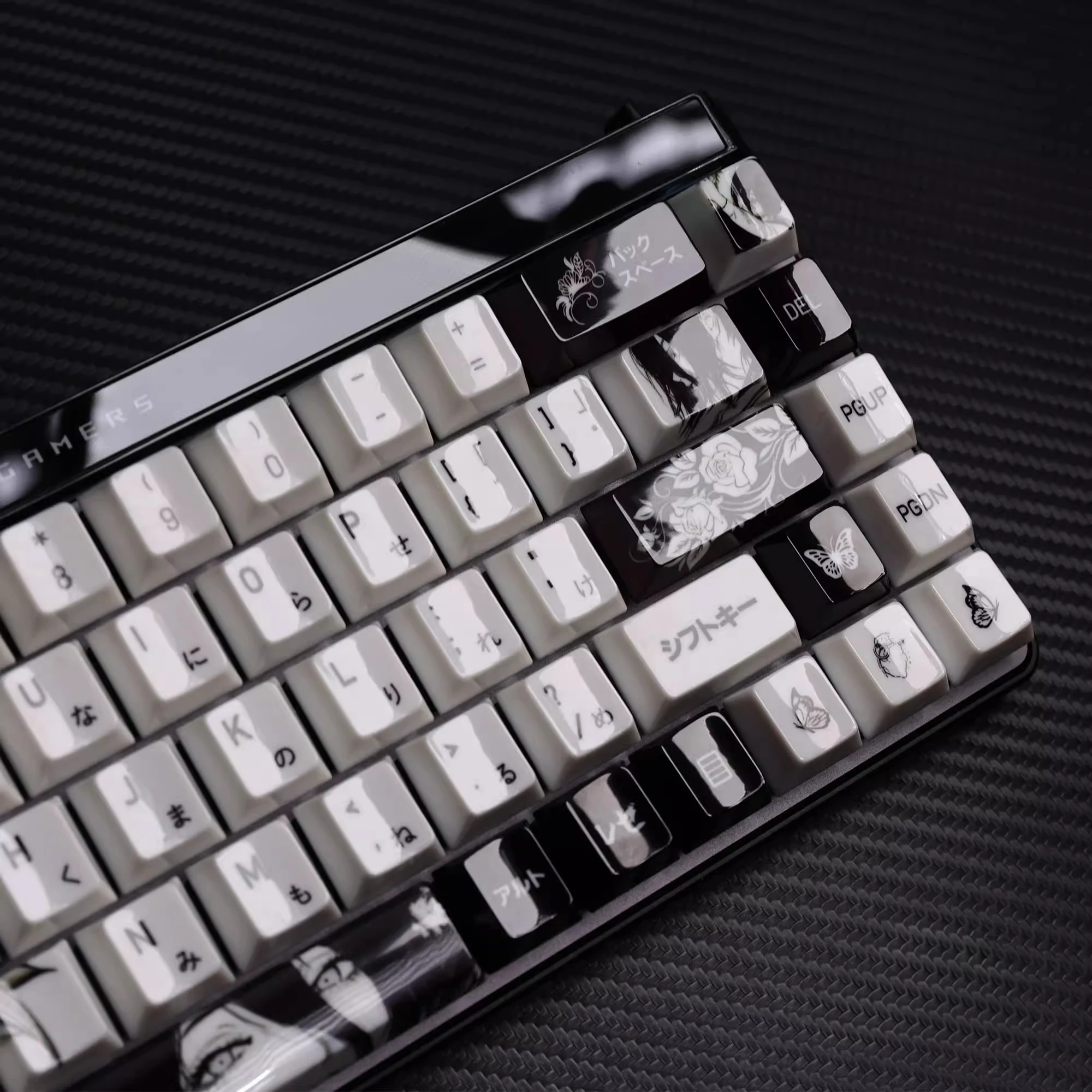 Reze Ceramic Texture Keycap Cherry Profile 126 Keys Anime Chainsaw Man Theme PBT Coating Mirror Keycap DIY Mechanical Keyboard