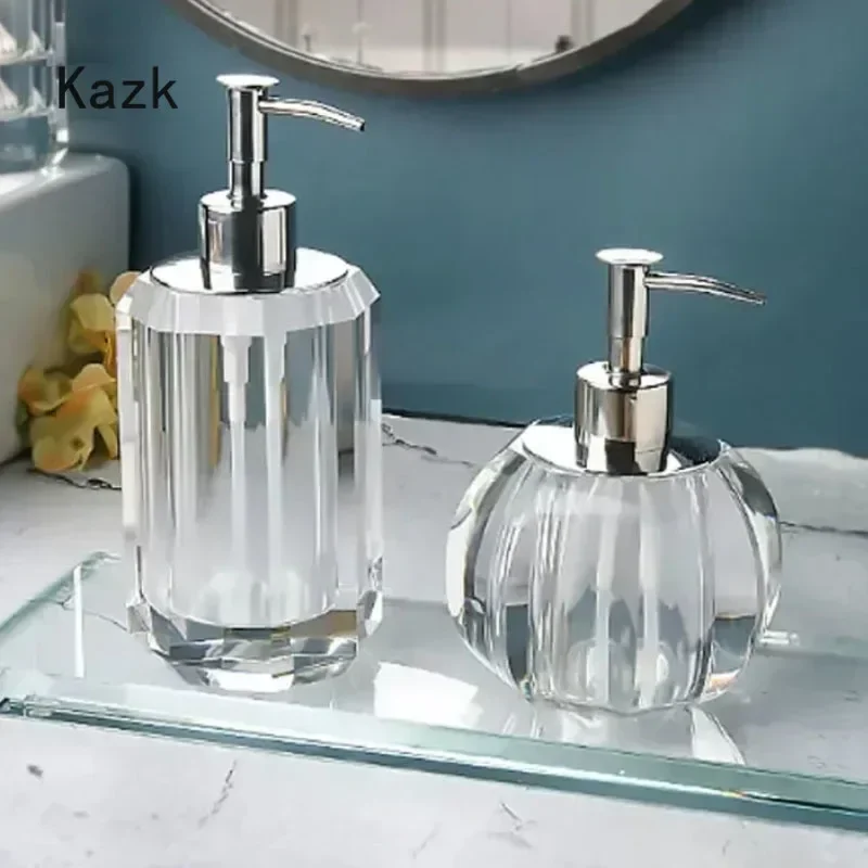 Light Luxury Crystal Bathroom Accessories Set Home Crystal Transparent Soap Dispenser Bottle Toothbrush Holder Cotton Swab Box