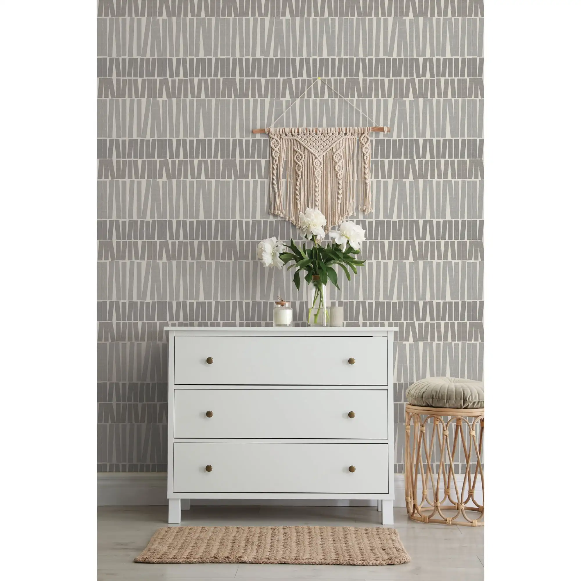 Gray Gwen Stripe Peel and Stick Wallpaper, 20.5" x 18'