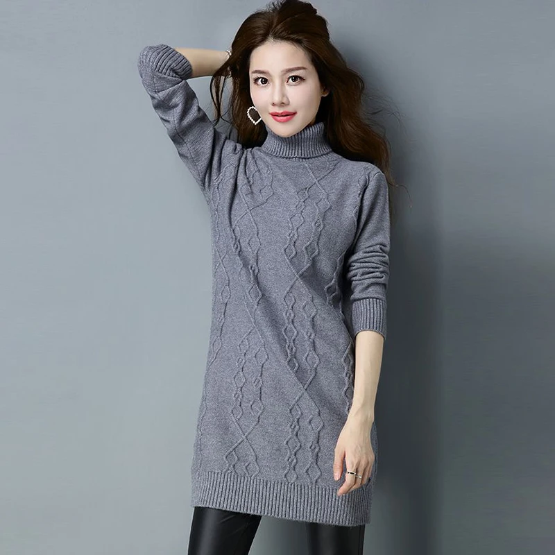 Turtle Neck Women's Fleece In Autumn And Winter Of  The New Korean Version Of Loose Pullovers And Long Knitted Bottoming Shirts.