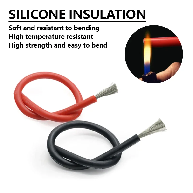 1/5M Soft Silicone Cable 30/28/26/24/22/20/18/16/14/12/10AWG Car Battery Automotive Wiring Heat-resistant Copper Electric Wire