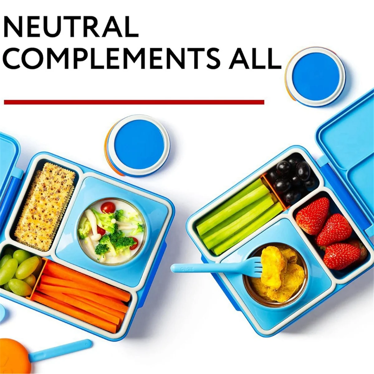 N37R_2 Set Silica Gel Sealing Gasket for OmieBox Lunch Box Parts Blue