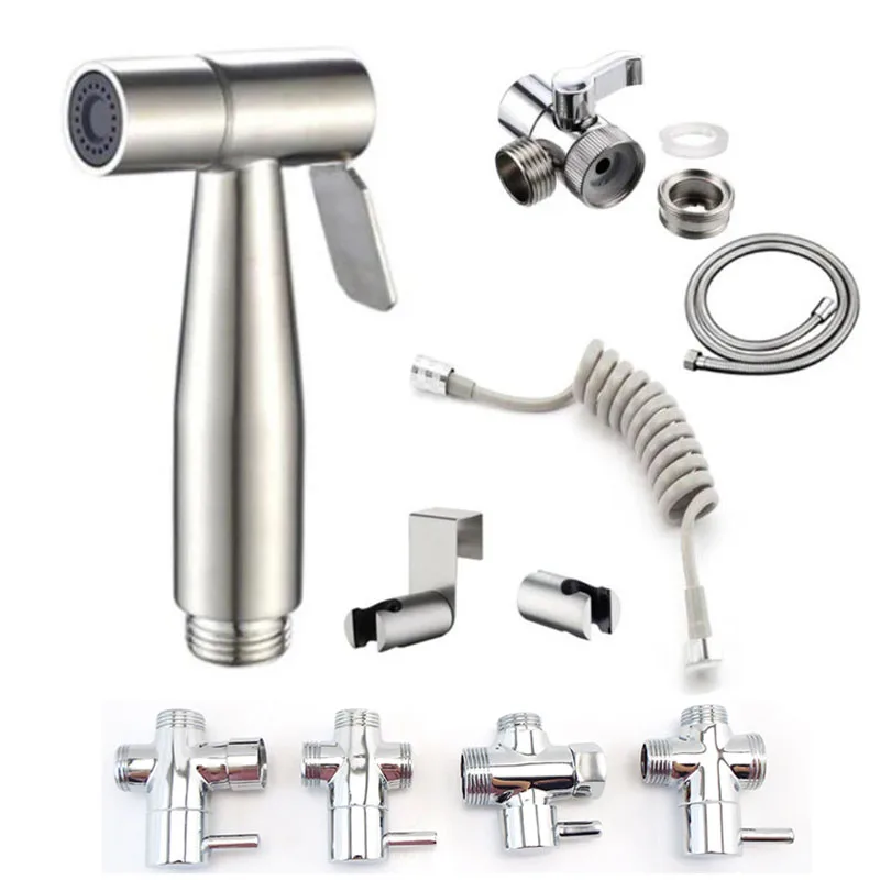 Hand protable Toilet bidet Sprayer Gun Stainless Steel Hand Bidet Faucet Bathroom Sprayer Shower Head Self Cleaning Bathroom O1