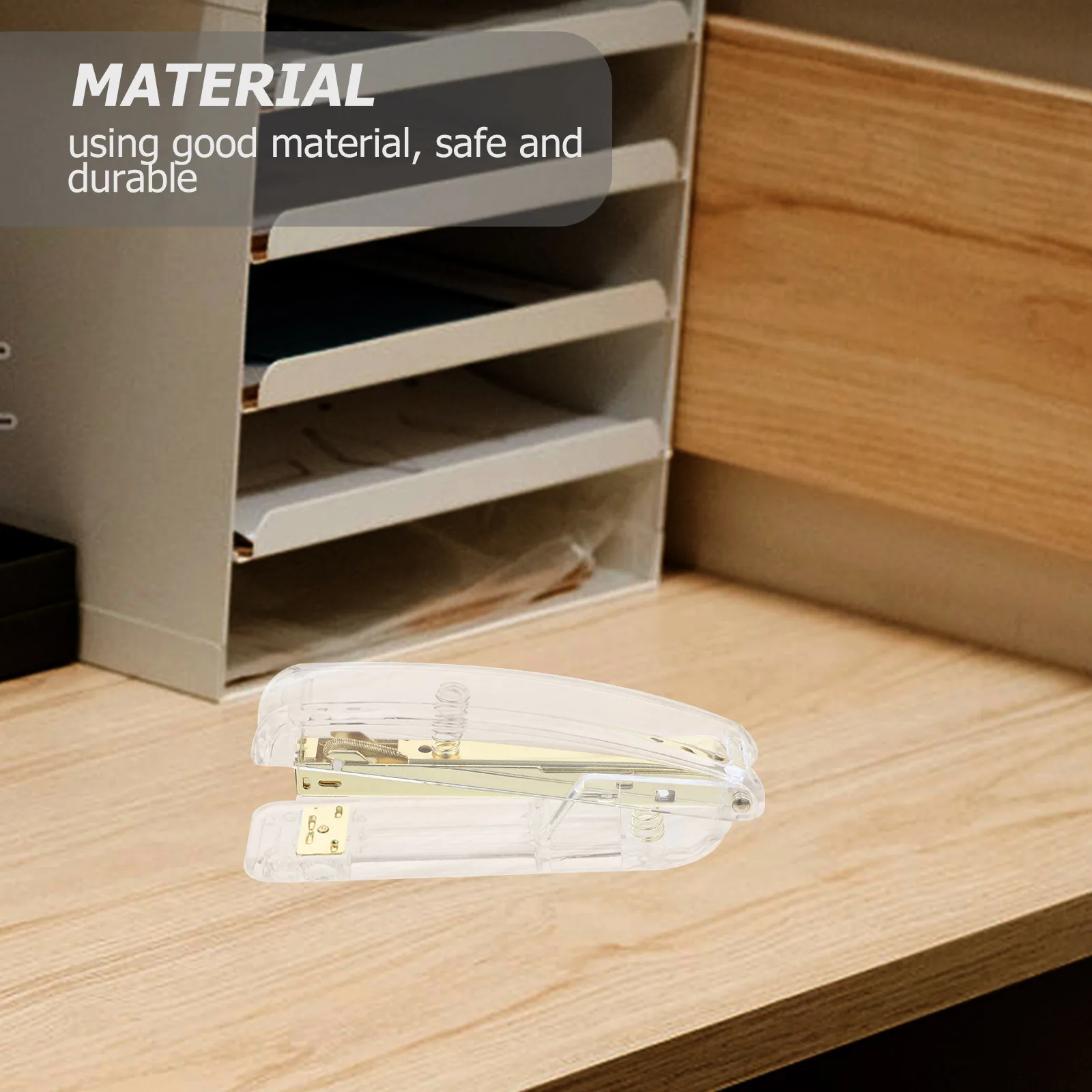 Office Stapler Transparent Plastic Material Smooth Automatic Spring Back Function Reliable Binding Performance for Daily Use