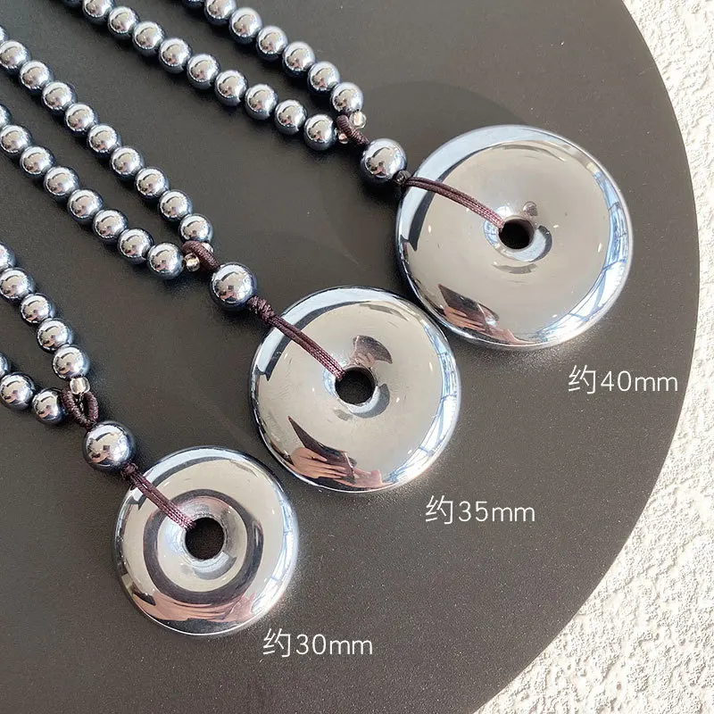 EBUTY натуральный терагерцовый магнитный кулон с пряжкой, ожерелье, ювелирные изделия для здоровья, 30 мм, 35 мм, 40 мм, круглый шарм