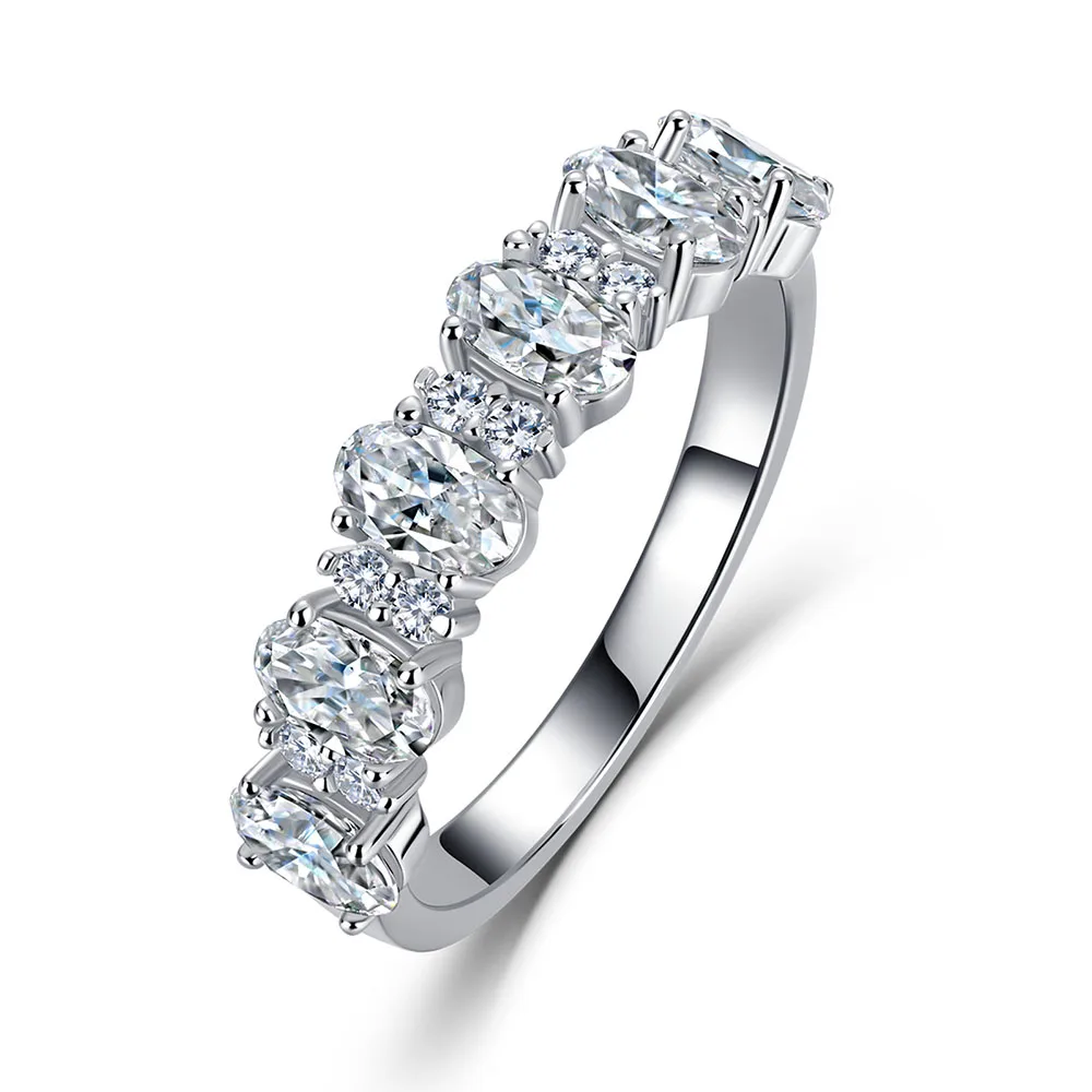 Apexelle Brand Luxury Jewelry 925 Sterling Silver Rings Oval Cut Moissanite Ring Wedding Bands For Women Fine Jewelry