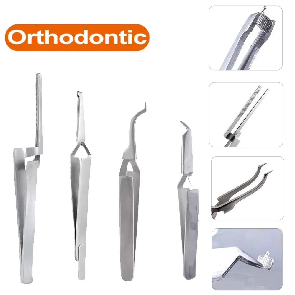 5-10pcs Dental Orthodontic Reverse Buccal Tube Tweezers Bracket Lingual Buttons Bonding Placer Articulating Paper Holder