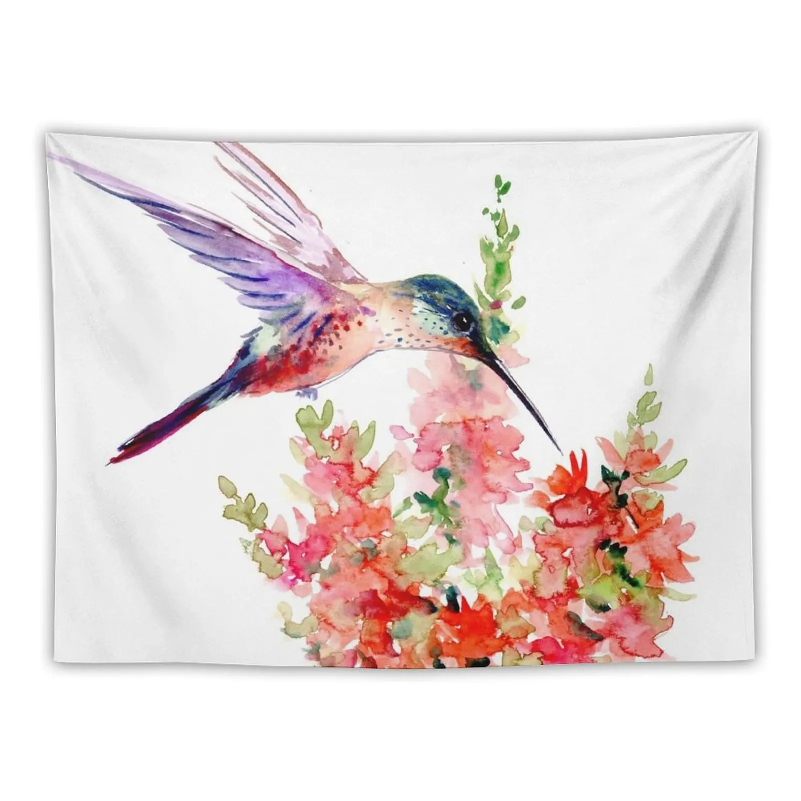 Hummingbird and Flowers Tapestry Room Decore Aesthetic Decoration For Home Bedroom Decor Hanging Wall Tapestry