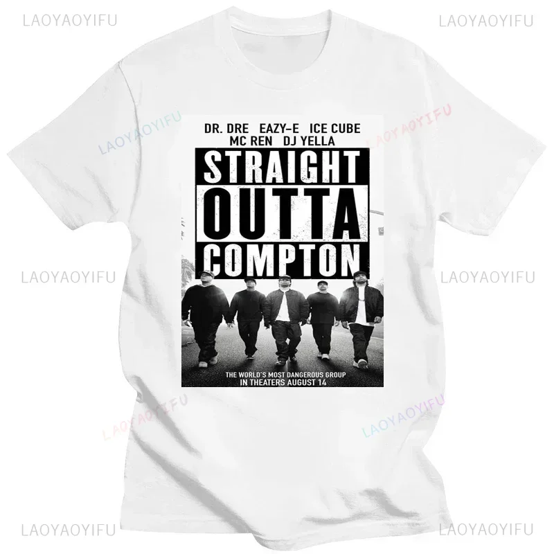 Straight Outta COMPTON Mens Fashion Cotton T-Shirt Black Classic Movie Poster Graphic Tshirt Streetwear Summer Men Clothing Gift