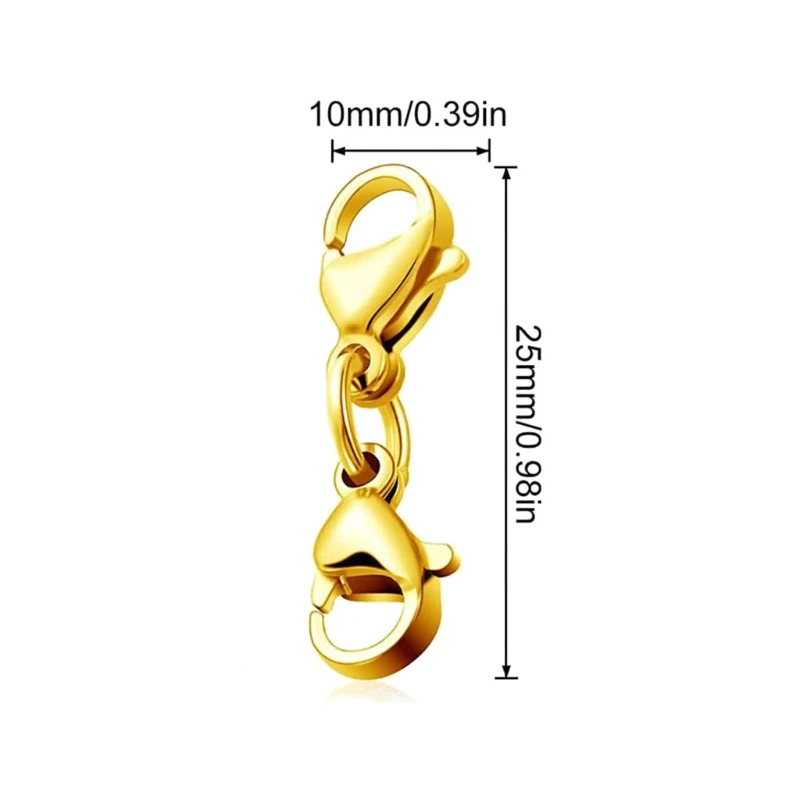 8 Pcs Double Lobster Clasps Small Necklace Bracelet Extenders Double Claw Connector Jewelry Extension Clasp Easy to Use