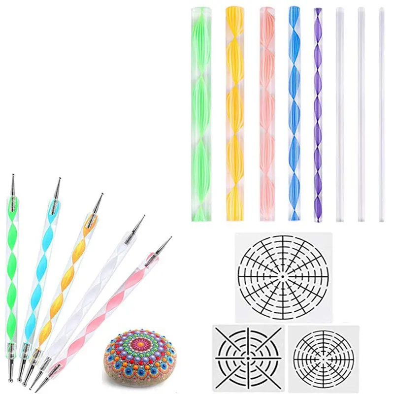 16 Pcs Mandala Dotting Tools For Painting Rocks Mandala Stencils Kit Ball Stylus Clay Sculpting Carving Tools