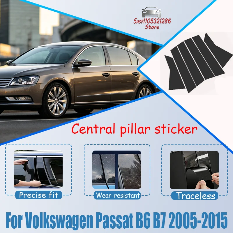 

For Volkswagen Passat B6 B7 2005-2015 Window Trim Covers Center Film Column B C Pillar Posts Sticker Car Accessories