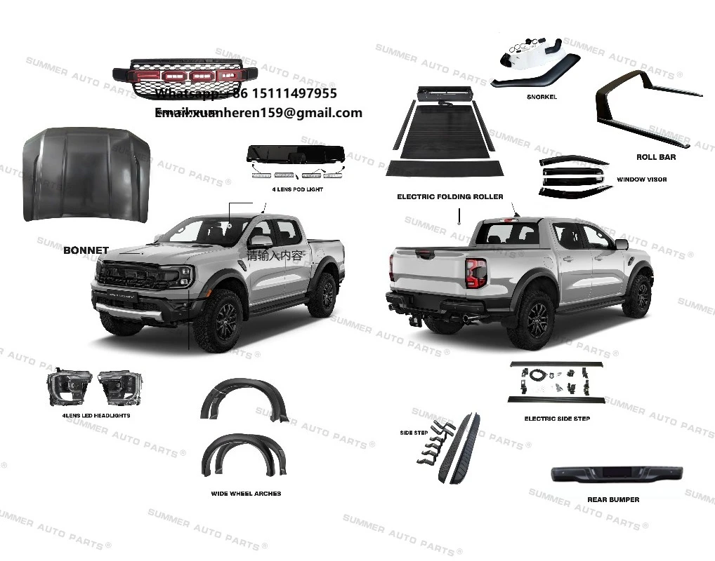 

4X4 Pickup Trucks Conversion Kit Car Front Bumper Grill Body Kit for Ford Ranger Raptor 2024 Accessories