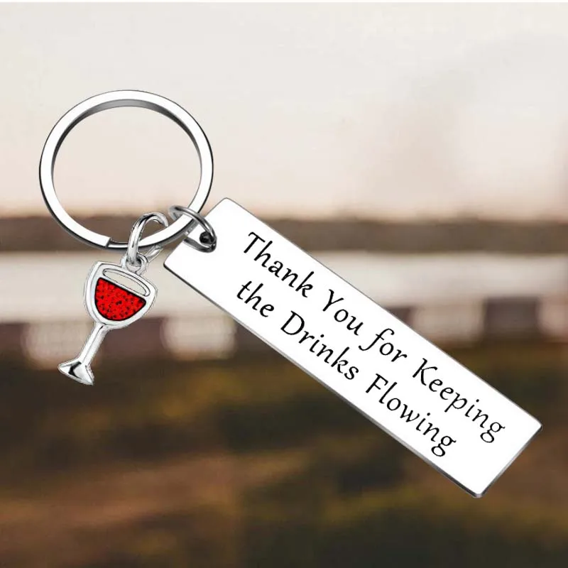 New Wedding Bartender Gift Key Chain Ring Thank You Keyring keychains pendant Bartender Waiter Waitress Gift