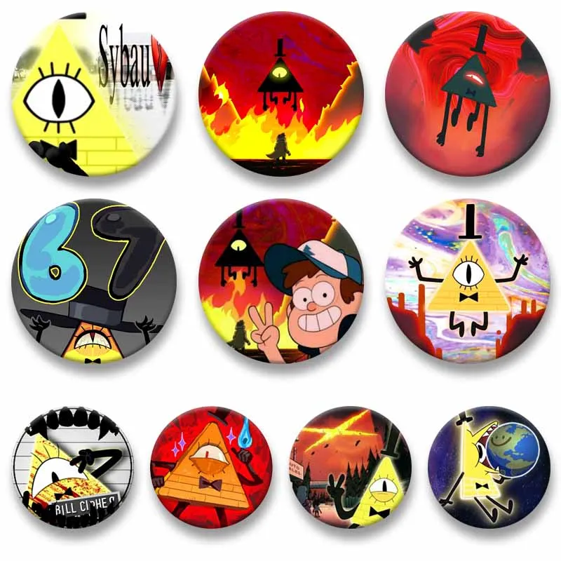 

Funny Game Role Bill Cipher Button Brooches Cute Cartoon Lapel Badge on Backpack Hat Jewelry Pins Cosplay Accessories Toys Gifts