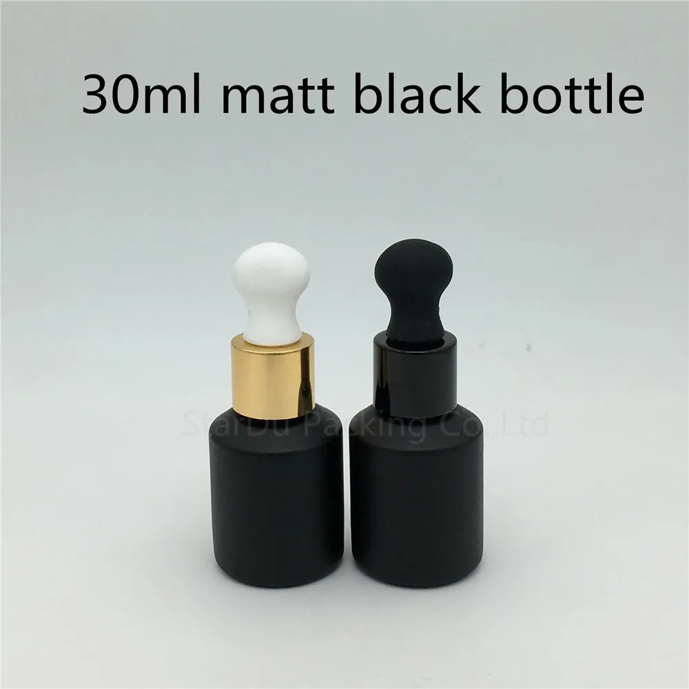 

Free Shipping 30ml Matt Black Glass Bottle With dropper, Essential Oil Packing Bottle Dropper Bottle With Roblique Angle