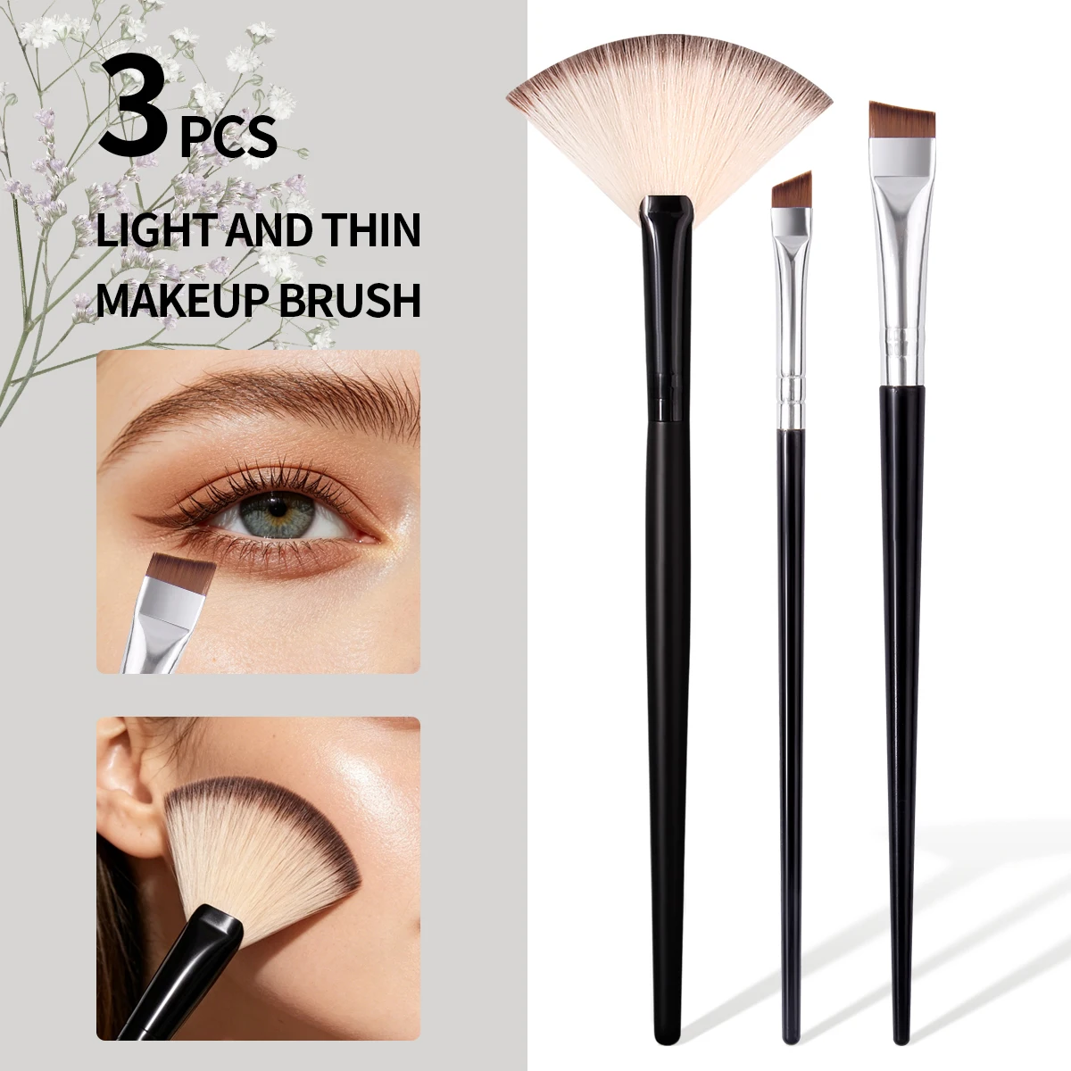 3Pcs Makeup Brushes Soft Fluffy Makeup Tools Cosmetic Highlighter Eyebrow Eyeliner Blending Beauty Make Up Brush