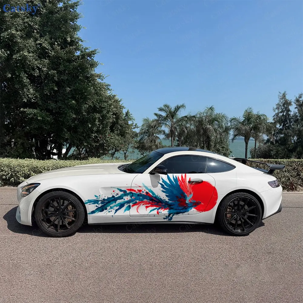 2pcs Colorful Peacock Car Sticker Full Body Decal Decoration Covering Scratches Protect Car Sticker Waterproof Sunscreen