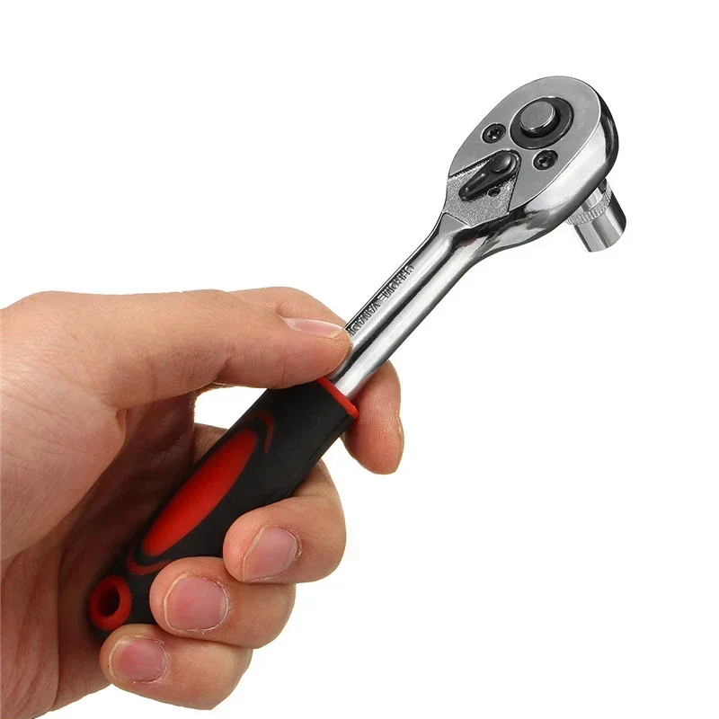 12pcs Socket Ratchet Handle Wrench Set 1/4 3/8 1/2 Spanner Kit With Extension Rod and 10 Common Sockets Car Repair Hand Tools view 4