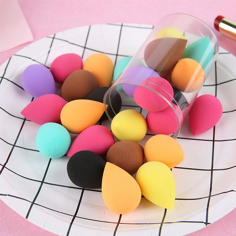 4 / 20 / 50 / 100pcs mini belleza huevos de colores cosméticos mixtos efervescencia seca y húmeda esponja de maquillaje suave de doble uso cojín