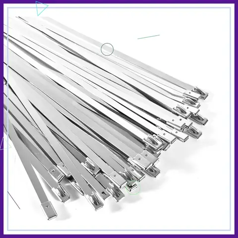 100-Pack 11.8" Heavy Duty Stainless Steel Self-Locking Zip Ties for Outdoor Use