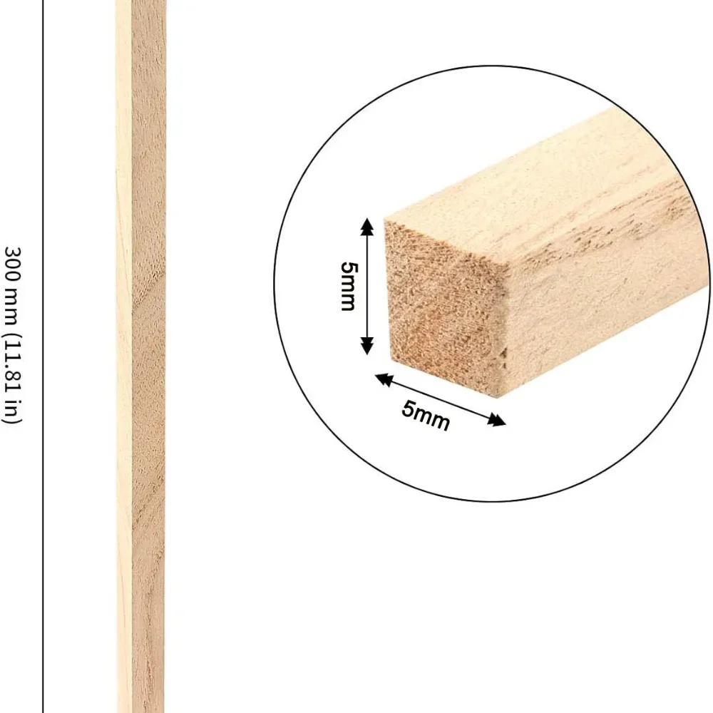 20-50pcs Balsa Wood Craft Square Cudgel Model Building Carving DIY Handicraft Educational Making Accessories Stick