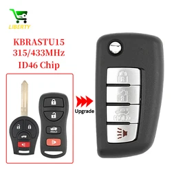 Liberty 3/4 Button Flip Remote Control Car Key ID46 Chip KBRASTU15 for Nissan Versa 2007-2013 Xterra 2005-2014 Auto Vehicle Keys