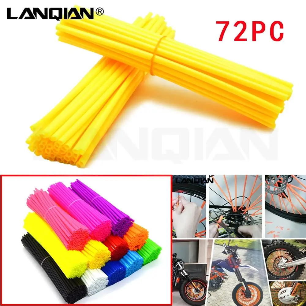 

72Pcs Universal Motorcycle Dirt Bike Wheel Rim Cover Spoke Skins Wrap Tubes Decor Protector For kawasaki Suzuki