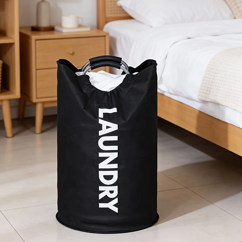 Black Black Laundry Bag With Handles 28 Inch Tall Collapsible Clothes Hamper For Bedroom Closet Travel Storage Fridge Basket Box - Aliexpress Deal