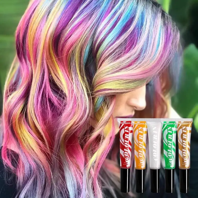 Temporary Hair Dye 5Pcs Portable Instant Hair Color Modify One-Time Hair Color Hair Cover Stick Instant Hair Color Cream