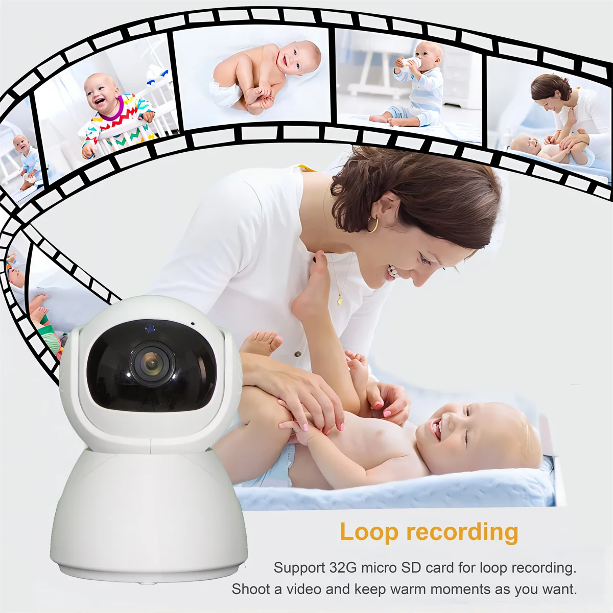 5Inch IPS Screen 720p Wireless PTZ Intercom Baby Monitor Cry Detection Feeding Plan BabySitter Nanny Camera Take Photo&Video