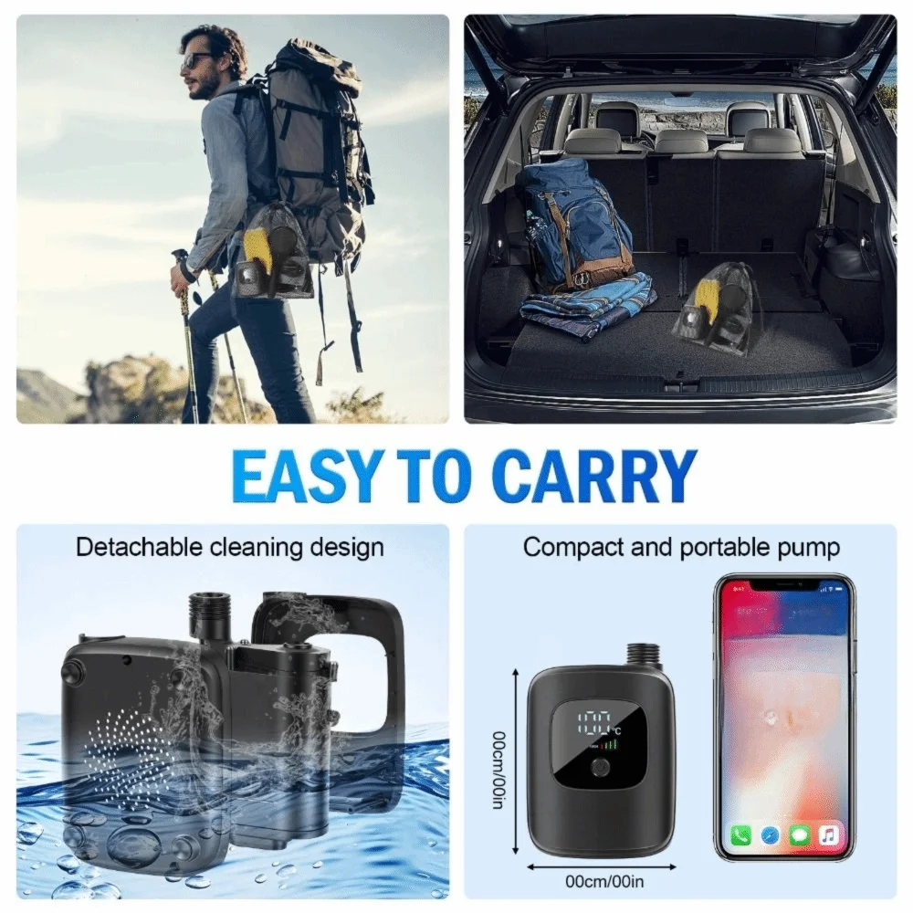 

2400mAh Portable Shower for Camping LED Display 4 Spray Modes Shower Pump IPX8 Waterproof Rechargeable Camping Shower