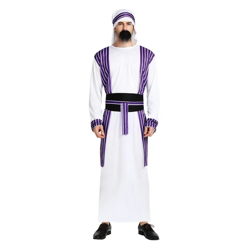 Arabic Clothing Muslim Costumes Adult Men Arab King Dubai Prince Cosplay Robe Carnival Masquerade Party Arab Prince Chief Boys