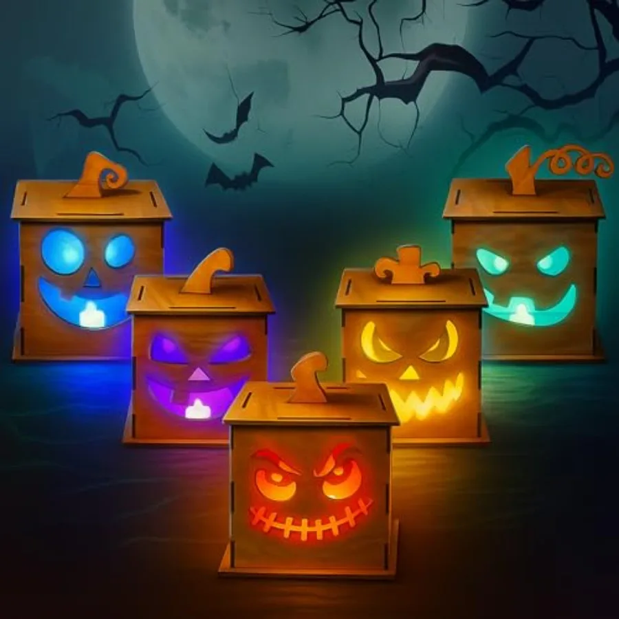 5 Pcs Wooden Jack O… - image