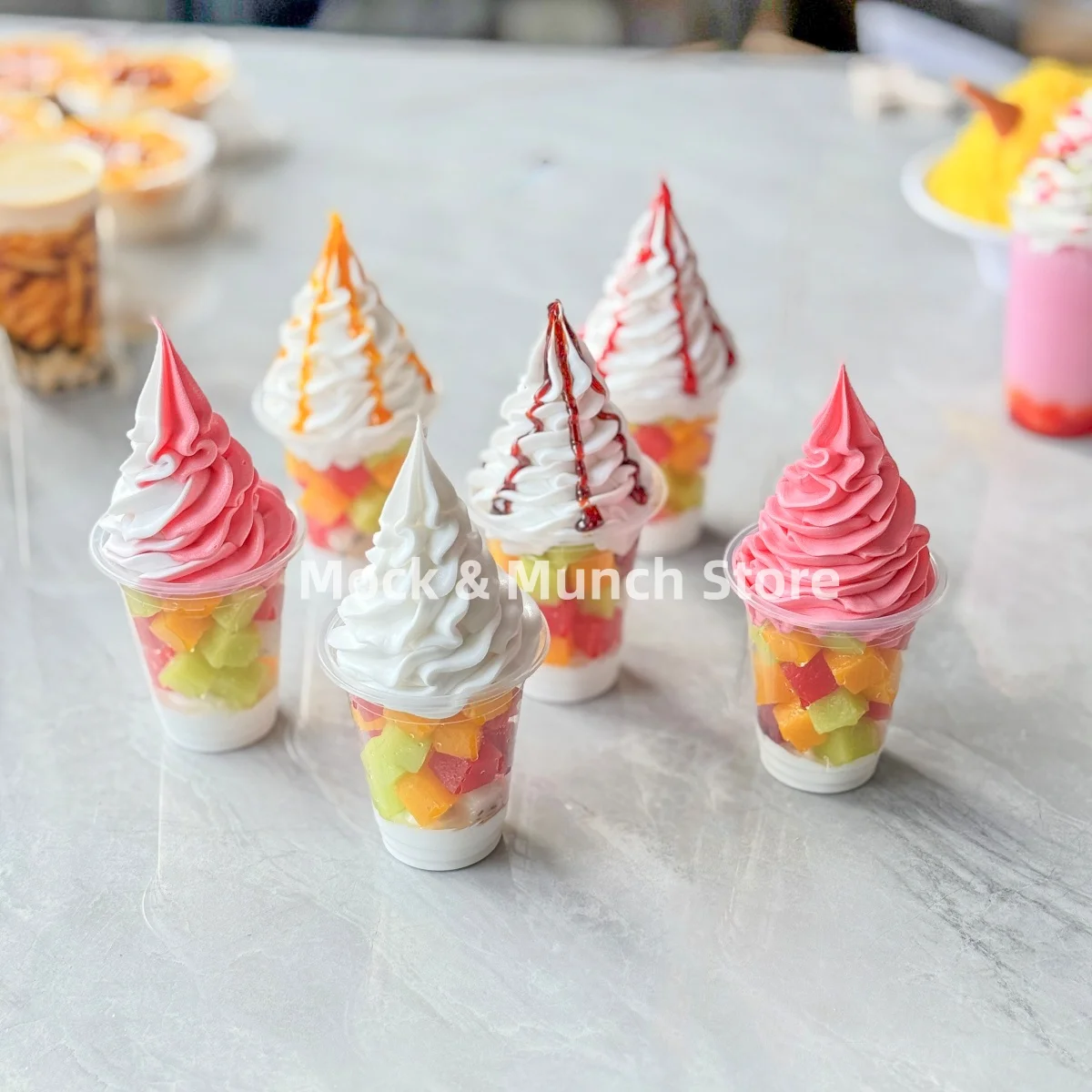 

Fake Fruit Cup Ice Cream - Luxury Dessert Model, Realistic Parfait Display, Photography Food Prop