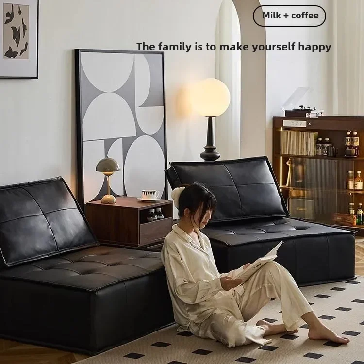 أريكة جلدية إيطالية حديثة مسند ظهر مرتفع جلد بيمونتي أصلي مقعد واحد أريكة وحدات أثاث غرفة المعيشة البسيط #2