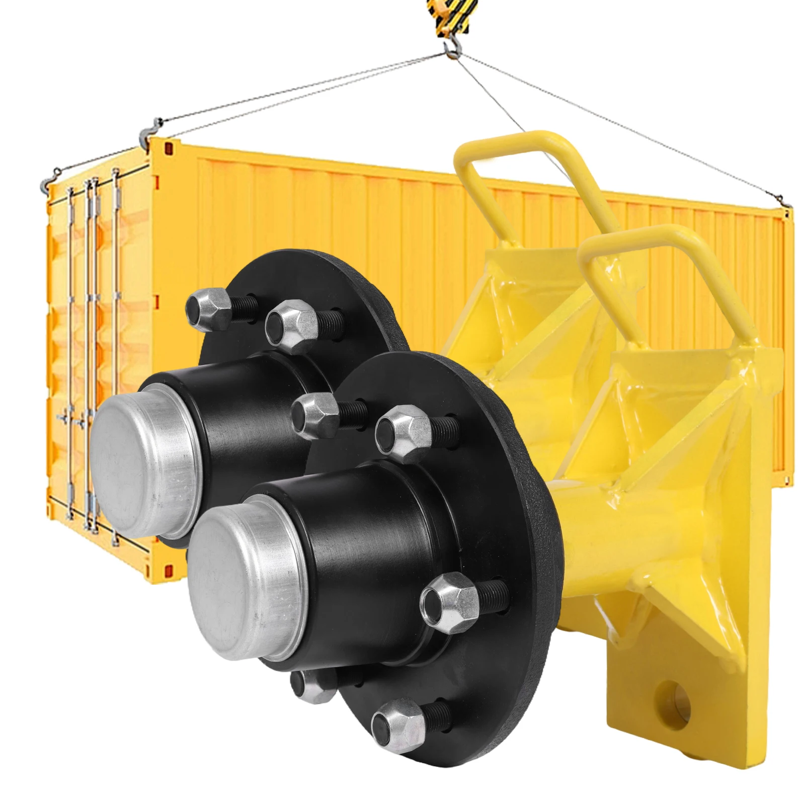 Kit de rodas para recipiente de envio, 2 pacotes com catraca amarrar, eixo de recipiente de envio resistente, acessórios para recipiente de envio