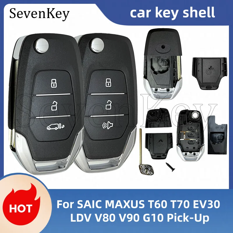 3 Buttons Folding Remote Car Key Shell Housing Case Replacement Fob Cover For SAIC MAXUS Pick Up T60 T70 G10 EV30 For LDV V80 V9