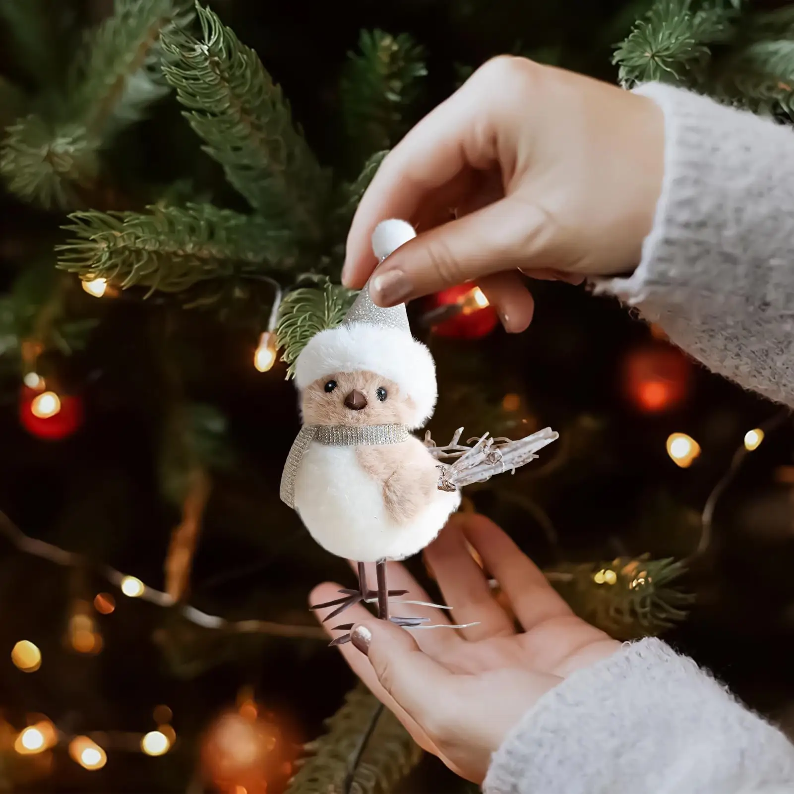 الحلي لشجرة عيد الميلاد رغوة واقعية ثلاثية الأبعاد تصميم الطيور عيد الميلاد رغوة قلادة على شكل طيور لشجرة لغرفة النوم شرفات المداخل